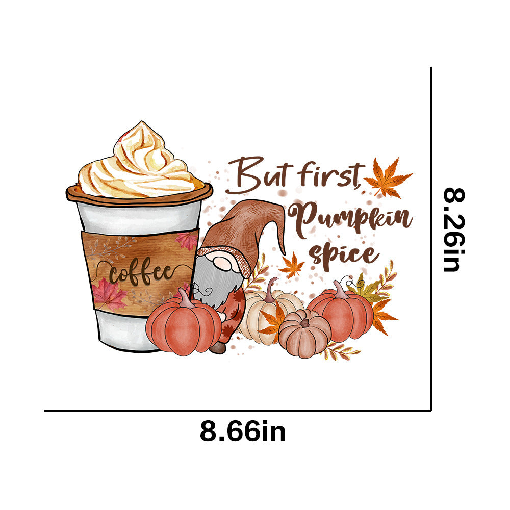 Wholesale 10pcs/pack Golden Autumn Pumpkin T-shirt Thermal Transfer Hot Stamping